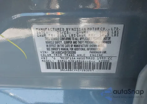 2025 Nissan Sentra Sv z USA, uszkodzony, nr VIN 3N1AB8CV4SY283289